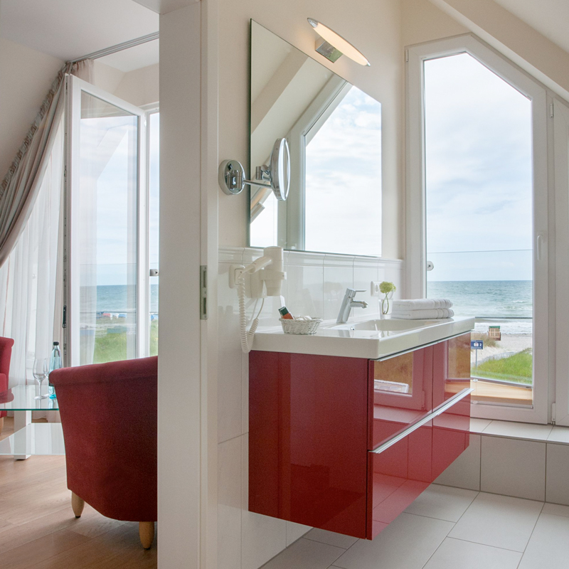 Badezimmer mit Meerblick Hotel Haus am Meer